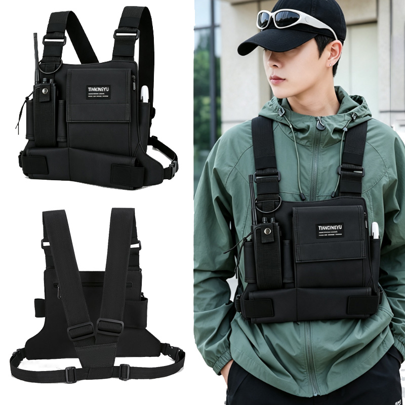 Fishing Vest - 2026年新作 ユニセックス チェストバッグ 多機能チェストリグバッグ メンズベストバックパック トランシーバーバッグ