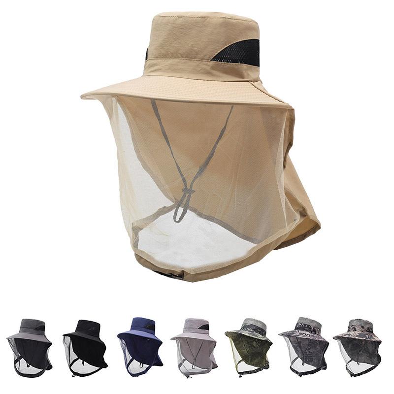 Fishing Mask Sun Protection - アウトドア用防蚊帽子 男女兼用 釣り用キャップ フェイスカバー 日焼け防止 通気性メッシュマスク